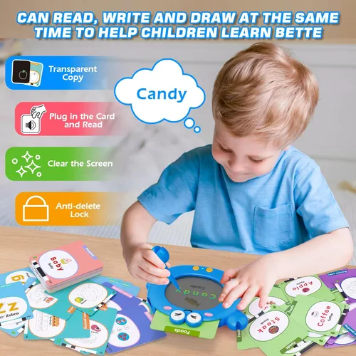 Vista 6 de Tarjetas Didácticas Parlantes, Tarjetas Didácticas para Niños Pequeños con 224 Páginas, Escritura, Dibujo y Matemáticas, Juguetes Sensoriales