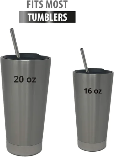 Vista 4 de Pajitas reutilizables de acero inoxidable con estuche de madera, paquete de 6, pajitas ecológicas de viaje de 8.5 pulgadas, reutilizables