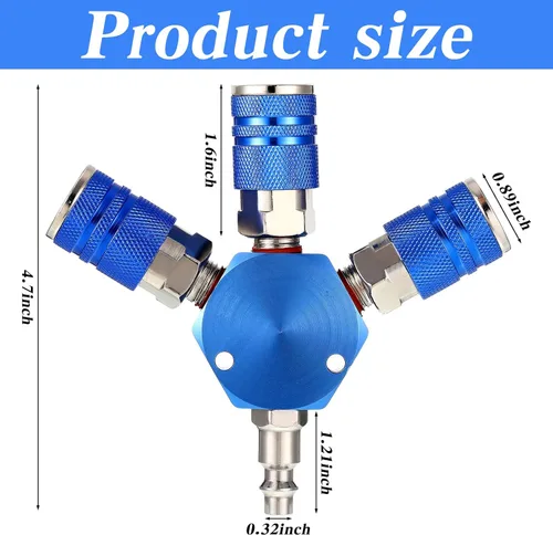 Vista 2 de 2 conectores de manguera de aire, accesorios de manguera de aire de 3 vías, accesorios de compresor NPT de 1/4 pulgadas, colector de resistencia
