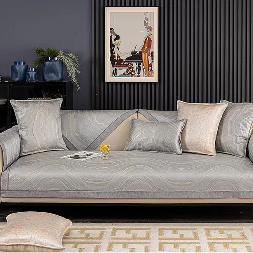 Vista 10 de Fundas de sofá refrescante de verano para 1, 2, 3, 4 asientos, asiento reclinable transpirable de seda helada, antideslizante, protector de muebles