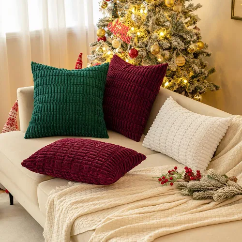 Vista 258 de MIULEE- Juego de 2 fundas de pana suave para cojín; diseño a rayas estilo bohemio, moderno, rural; decoración costera p/verano, hogar, sala de Azul
