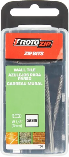 Roto Zip TC4 1/8-Inch Tile-Cutting Carbide Zip Bits, 4-Pack, Silver