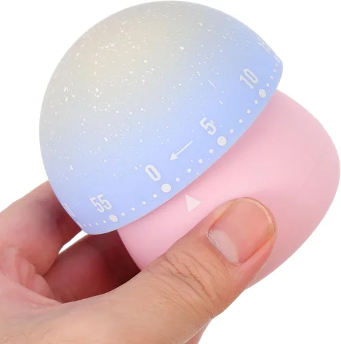 Vista 4 de Mechanical Kitchen Timer Mushroom Cute Countdown Timer Pink Manual for Cooking Baking and Kitchen Decor