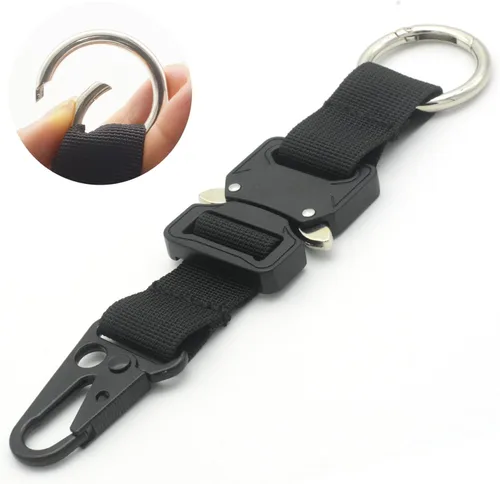 Vista 10 de Llaveros tácticos para hombres, clips de engranaje EDC con clip HK, llavero militar grande, accesorios Molle