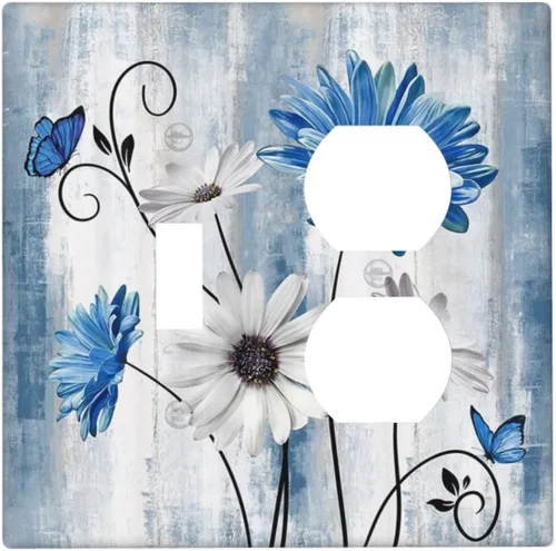 Vista 13 de Cubiertas de pared de estilo rústico occidental de madera puerta de granero herradura de hierro estrella placas de pared simple dúplex cubiertas