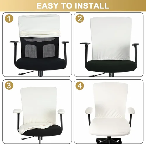 Vista 5 de Tallew 4 fundas para sillas de oficina, fundas universales para sillas de computadora, fundas protectoras elásticas para asiento de silla, fundas