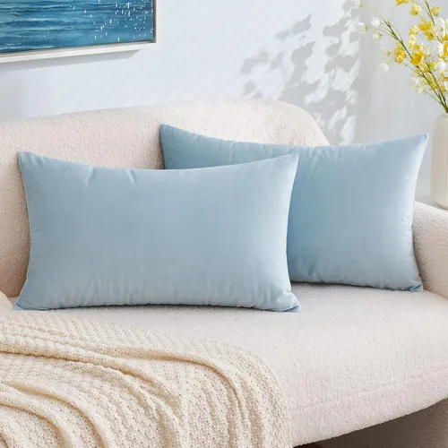 Vista 37 de EMEMA - Paquete de 2 fundas de almohada de terciopelo decorativas, fundas de cojín cuadradas suaves y sólidas para sofá, dormitorio, silla, Verde