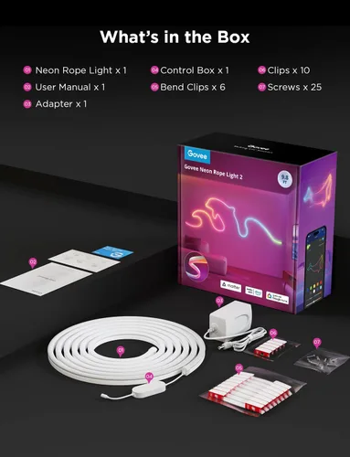 Vista 9 de Govee RGBIC Luces de Neón, Luz de Cuerda de Neón LED Inteligente 2 Funciona con Matter, Alexa, Google Assistant, Luces de Tira de Neón DIY
