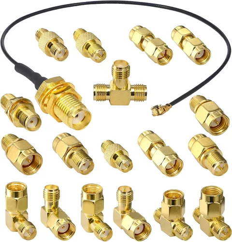 Vista 5 de Cable de antena SMA macho a RPSMA hembra RF adaptador coaxial convertidor paquete de 2 para cable de extensión coaxial WiFi