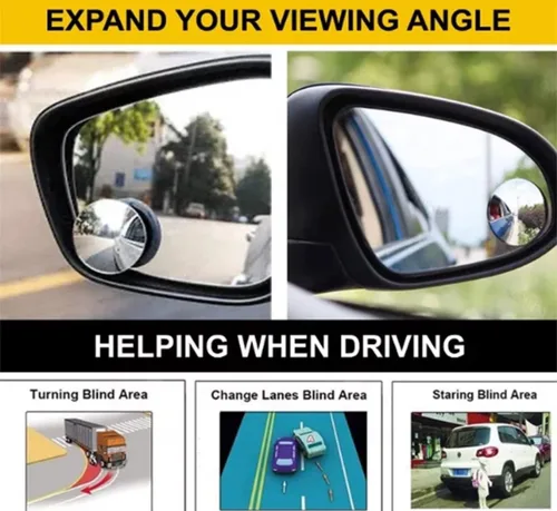 Vista 5 de 2 espejos de punto ciego, 2 pulgadas, redondo, de vidrio HD, convexo, 360°, gran angular, retrovisor lateral con carcasa de ABS para automóviles