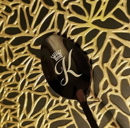 Vista 3 de Personalized name initial spoon Engraved stainless steel silver gold black spoon, Customized cutlery for adults kids, boys girls, Best Christmas