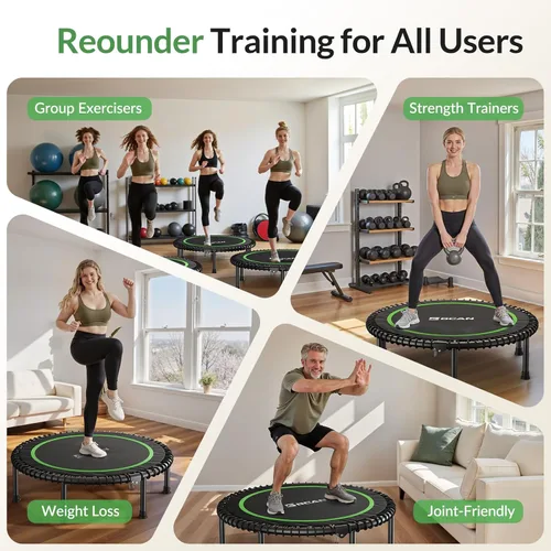 Vista 5 de BCAN 450/550LBS Mini Rebounder Trampoline for Adults, 40"/48" Foldable Fitness Trampoline with Bungees, Quiet & Stable Exercise Trampoline