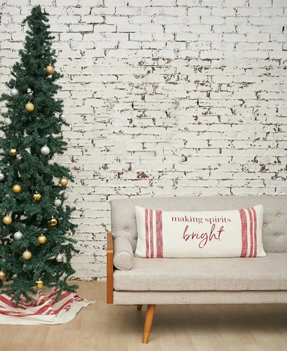 Vista 3 de carol & frank Morgan Yuletide - Almohada decorativa de Navidad tejida a rayas de 15 x 35 pulgadas, para decoración de Navidad, festividades Azul