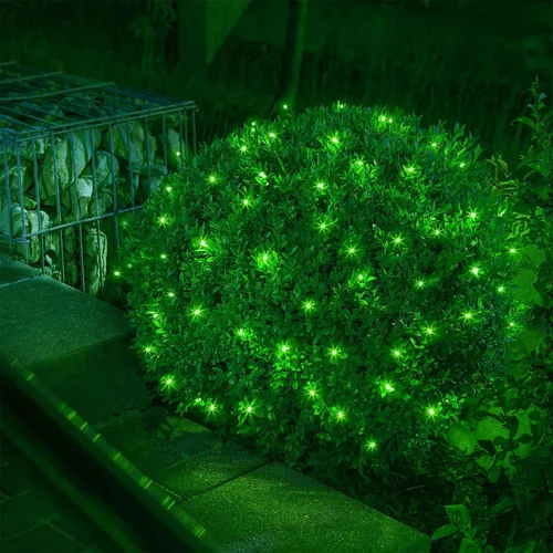 Vista 8 de 500 luces LED verdes de Navidad de 164 pies, impermeables, 8 parpadeos con funciones de memoria, tira de luces verdes para interiores y exteriores