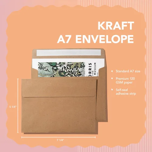 Vista 2 de Pack It Chic - Sobres de papel kraft A7 de 5 x 7 pulgadas (110 unidades) sobres autosellados para invitaciones de boda, tarjetas de salvar la fecha