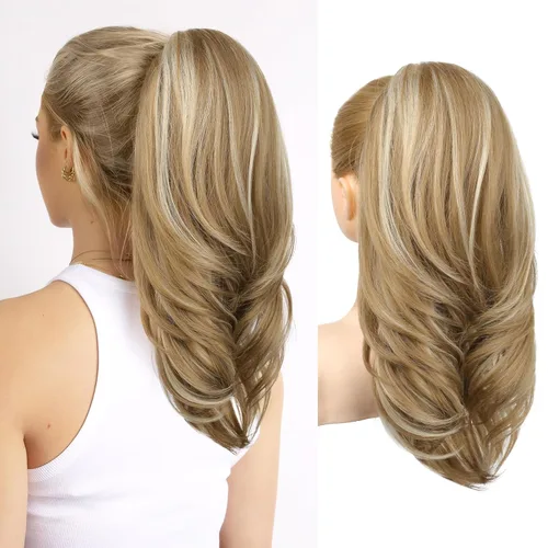 Vista 22 de SEIKEA Extensión versátil de cola de caballo con cordón, 18 pulgadas de largo, ondulado, con clip de varias capas, extensiones de cabello de cola