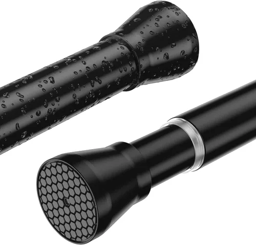 Vista 9 de Barra de tensión negra de 16 a 26 pulgadas, barras de cortina de resorte, sin perforación, barras pequeñas de tensión ajustable, barra de cortina