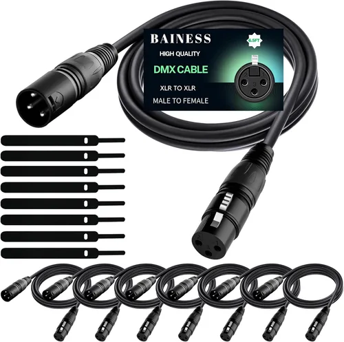 Vista 9 de Cable DMX flexible de 10 pies de señal XLR macho a hembra, cable DMX para iluminación de escenario, luces de DJ, cabezal móvil y accesorios LED par