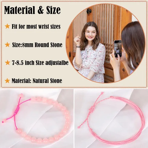 Vista 183 de LPBeads Pulsera de piedra natural hecha a mano de tamaño ajustable