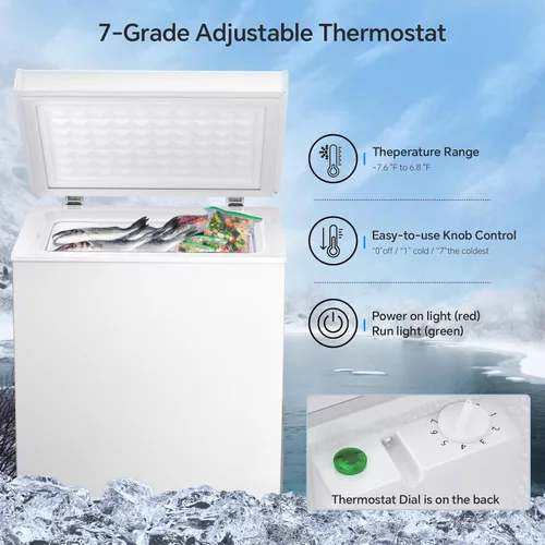 Vista 2 de Kismile Congelador de Pecho de 2.8 Pies Cúbicos con Cesta Extraíble de Pie Libre con Puerta Superior que se Abre, Congelador Compacto