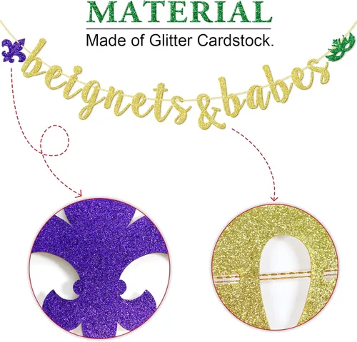 Vista 3 de Beignets & Babes Banner, decoraciones de despedida de soltera de Nola, decoraciones de despedida de soltera de Nueva Orleans, suministros