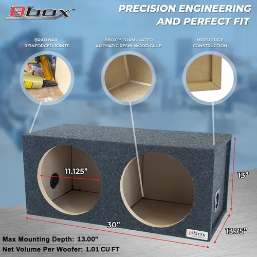 Vista 4 de Bbox - Caja de subwoofer doble sellada de 12 pulgadas, cajas y carcasas de subwoofer para automóvil con doble sellado sintonizado para audio