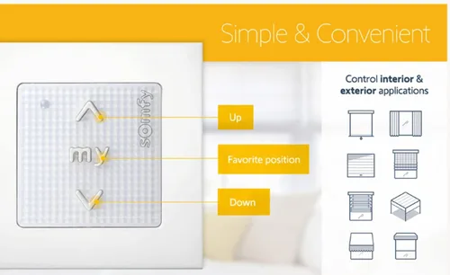 Vista 2 de Somfy SMOOVE ORIGIN RTS 1810880 / 1811045 Botón de pared / mando a distancia 433.42 MHz para persianas enrollables con marco