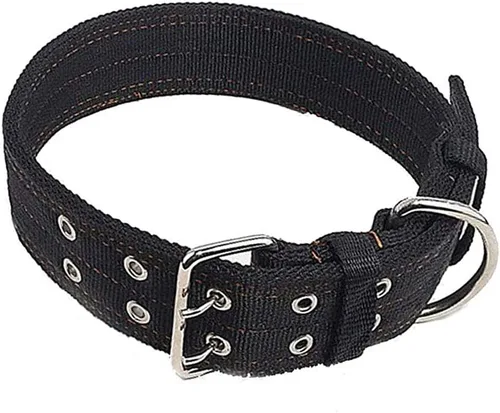 Collar para perro ajustable de alta resistencia, 1.5 pulgadas de ancho, collares militares gruesos para perros grandes, collar de nailon Negro