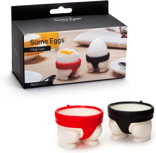 PELEG DESIGN Sumo Eggs – Egg Cup Holders (Set of 2) | Egg Cups for Soft & Hard Boiled Eggs, Funny Sumo Design, Playful Kitchen Gift & Fun Breakfast