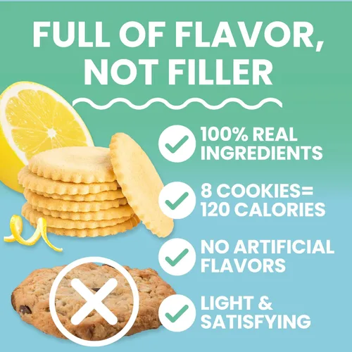 Vista 5 de Dewey's Bakery Meyer Lemon Moravian Style Cookie Thins, panadería fresca con ingredientes simples reales, aperitivo bajo en calorías, sin sabores