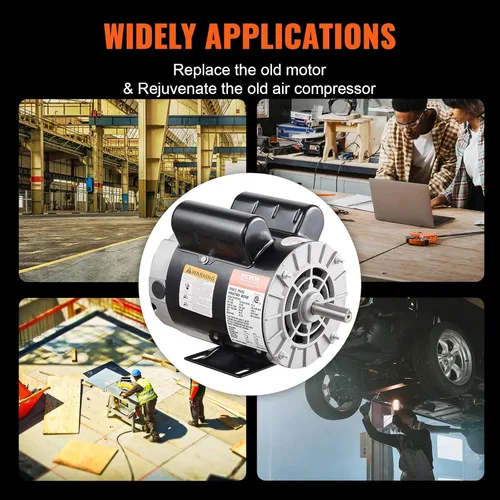 Vista 6 de VEVOR Motor Eléctrico de Compresor de Aire de 2 HP, 115/230V, 20/10 Amperios, Marco 56 3450 RPM, Eje Claveado de 5/8 Pulgadas, Longitud de Eje