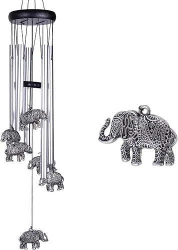 Campanillas de viento de elefante al aire libre para decoración de interiores – Campana de viento romántica hecha a mano pura de 28 pulgadas para el