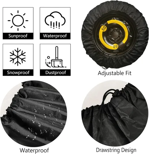 Vista 4 de Fundas para neumáticos de caravana para remolques de viaje, colibrí, camping, resistente a la intemperie, ajuste universal para cámper, remolque