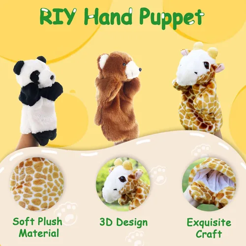 Vista 5 de RIY Marioneta de mano - Animales del Bosque Amigos Marionetas Educativas Jirafa