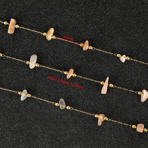 Vista 3 de UMAOKANG Cadena a granel de cuentas de piedra natural de 4 yardas para hacer joyas, rollo de cadena de clip de acero inoxidable chapado en oro