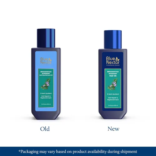 Vista 2 de Blue Nectar Aceite de cuero cabelludo ayurvédico de romero y bhringraj para el crecimiento del cabello con amla, 3.38 onzas líquidas