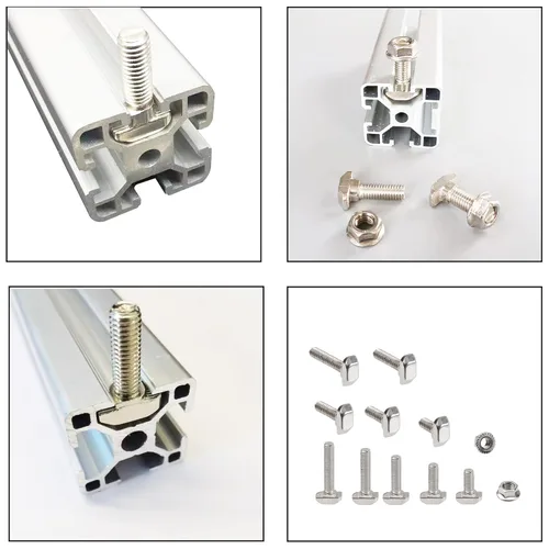 Vista 5 de Kit surtido de 80 piezas de tuerca de tornillo deslizante con ranura en T de cabeza de martillo, para perfil de aluminio estándar europeo