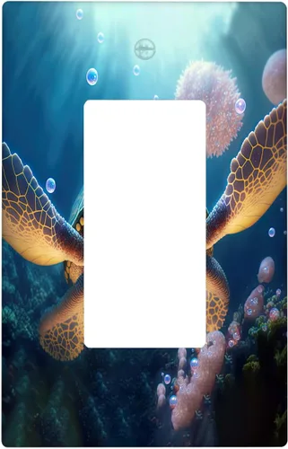 Vista 15 de Baby Turtle - Cubierta decorativa de pared para interruptor de luz de palanca de 1 banda, lindas tortugas subacuáticas, placa frontal eléctrica