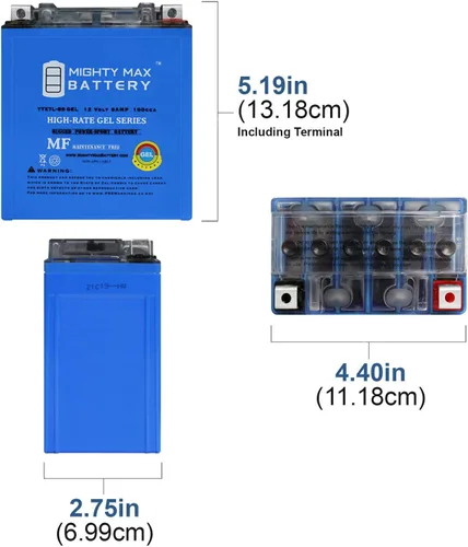 Vista 2 de Mighty Max Battery Batería del gel de 12V 6AH 100CCA para la motocicleta Powersports Scooter