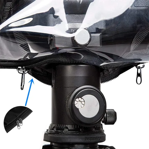 Vista 7 de WANBY - Funda impermeable profesional para cámara de lluvia, suave, negra, para todas las cámaras DSLR y SLR