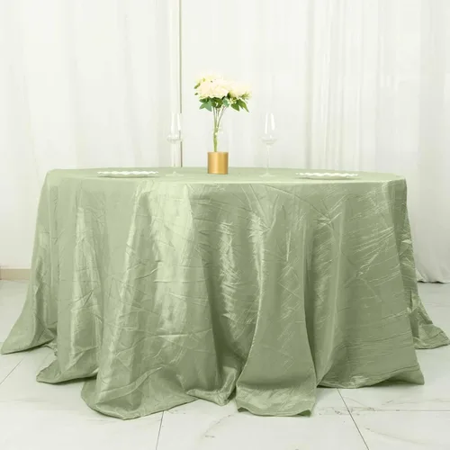 Vista 21 de Tableclothsfactory Mantel rectangular de tafetán arrugado de acordeón azul polvoriento, de 60 x 102 pulgadas, perfecto para ceremonias de boda