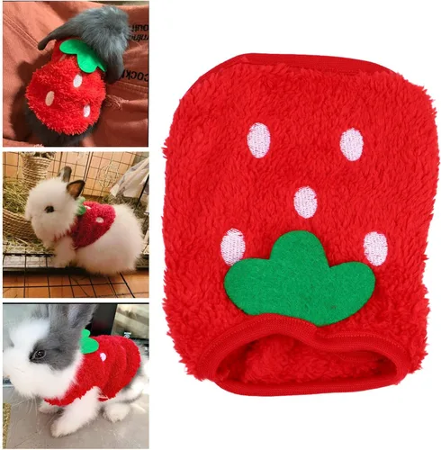 Vista 6 de POPETPOP Ropa de conejo para conejitos – Trajes de conejillo de Indias ropa de conejito de forro polar, suéter de conejillo de indias, chaleco