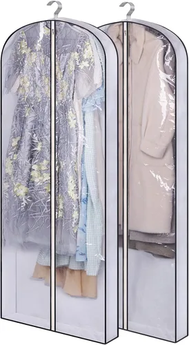SLEEPING LAMB Bolsas de ropa con fuelle de 60 pulgadas para almacenamiento de armario, bolsa de vestir transparente para colgar ropa para vestidos