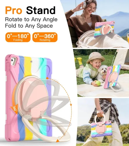 Vista 4 de BATYUE Funda para iPad de 6ª generación de 9.7 pulgadas 2018, iPad 5ª generación 2017, iPad Air 2/iPad Pro de 9.7 pulgadas, funda protectora a
