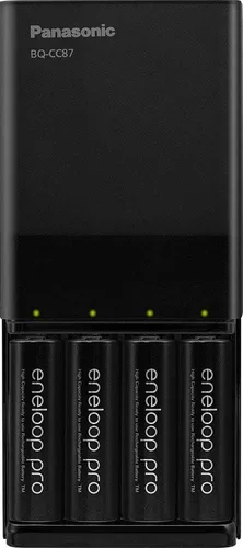 Vista 3 de Panasonic BQ-CC87AKBBA Eneloop pro Cargador de batería individual avanzado y Panasonic BK-4HCCA4BA pro AAA de alta capacidad Ni-MH pre-cargadas