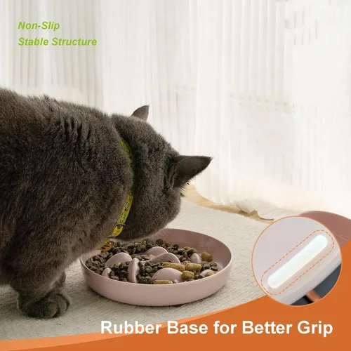 Vista 6 de Cuenco de alimentación lenta para gatos y perros pequeños, diseño de piscina de peces de Cilkus - divertido e interactivo para detener la hinchazón