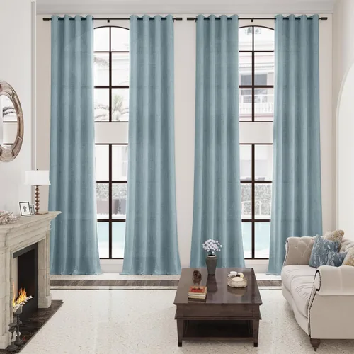 Vista 65 de Aersas Cortinas de lino negro para dormitorio de 63 pulgadas de largo, 2 paneles de privacidad, eficiencia energética, semitransparentes, cortinas