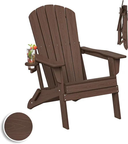 Vista 34 de Plawdlik Silla plegable Adirondack, probada por SGS, con textura de madera y portavasos, resistente a todo tipo de clima, de HDPE, cómoda