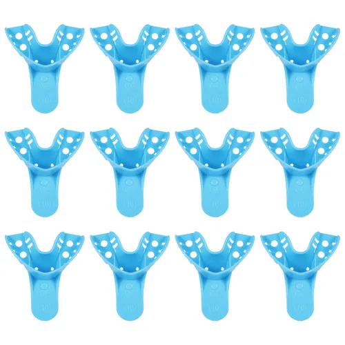 Vista 18 de JMU Bandeja de impresión dental,Bolsa de 12 bandejas desechables perforadas,1 superior grande