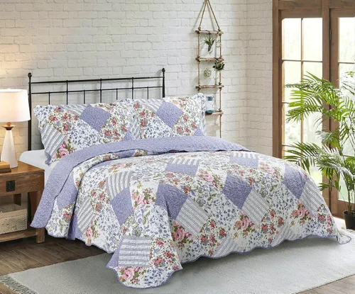 Vista 43 de Brilliant Sunshine Juego de edredón de 3 piezas con 2 fundas de almohada, colcha reversible, colcha suave y ligera, para todas las estaciones, Gris